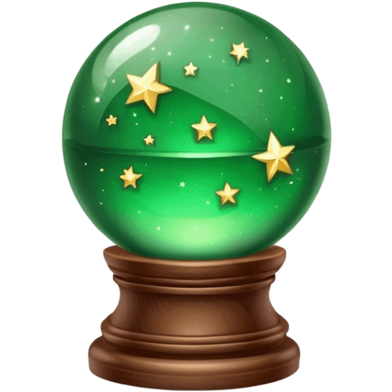 green crystall ball with stars on the small stand emoji