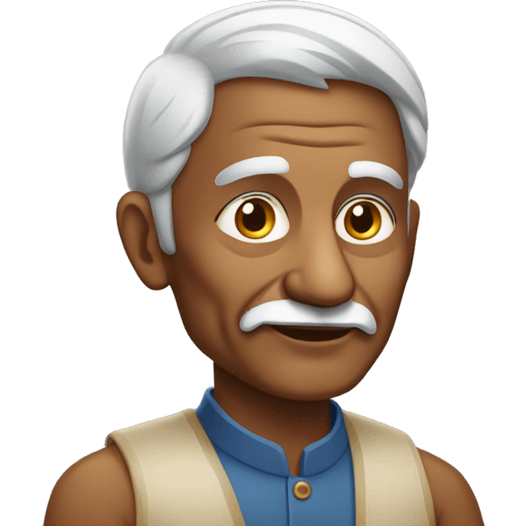 bold elderly indian man without beard or moustache emoji