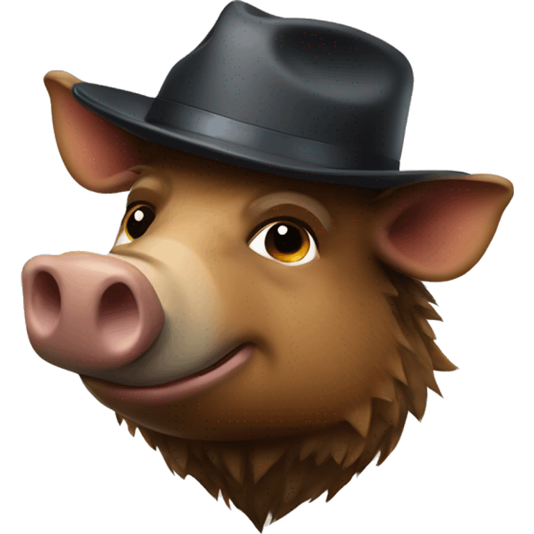 boar wearing a fedora emoji