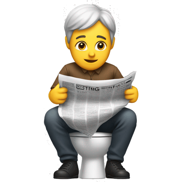 Siting on toilet reading the newspaper emoji