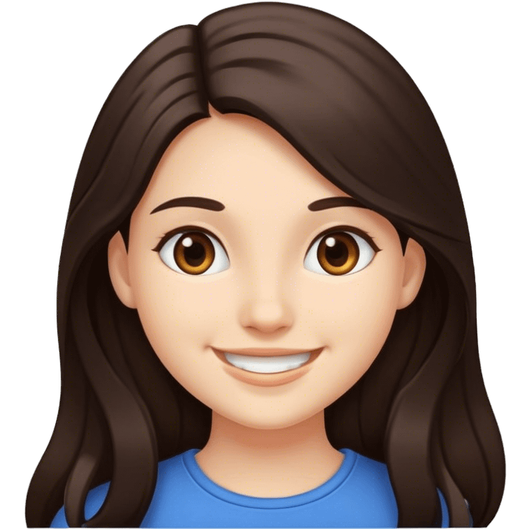 smiling girl with long dark brown hair  emoji