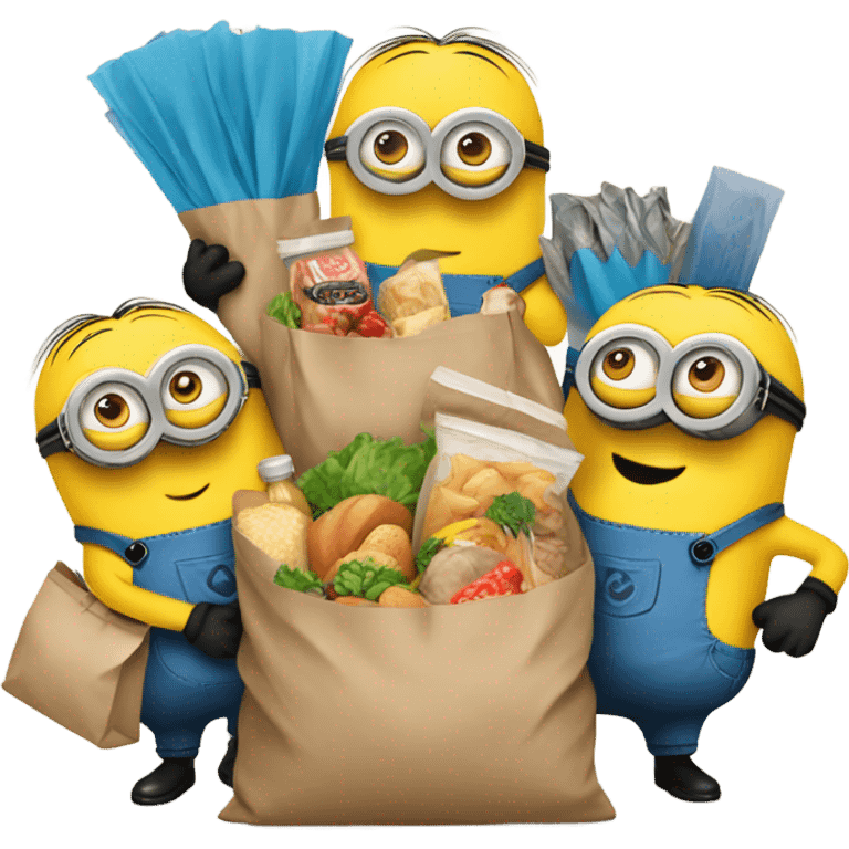 Minions with food in bags emoji