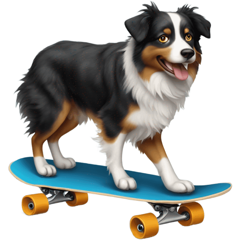 Australian Shepherd riding a skateboard  emoji