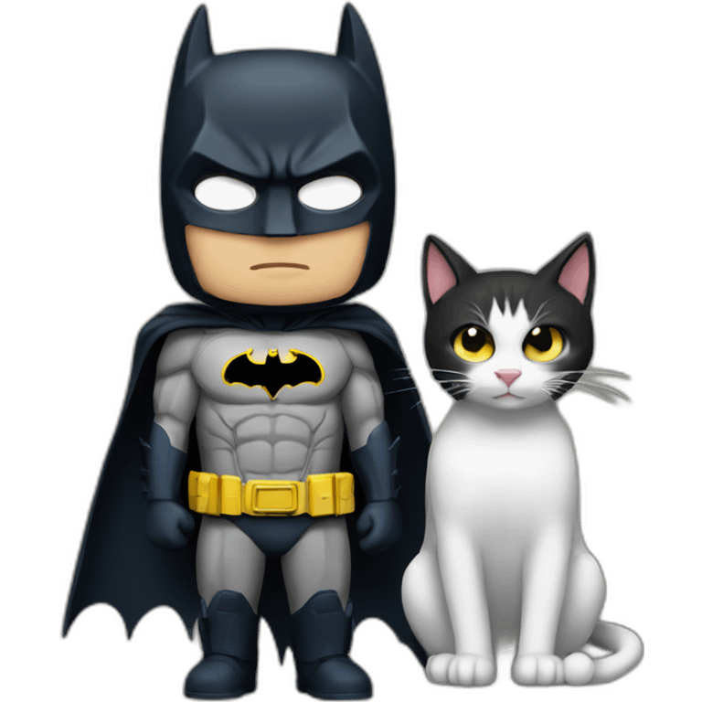 Batman and a cat emoji