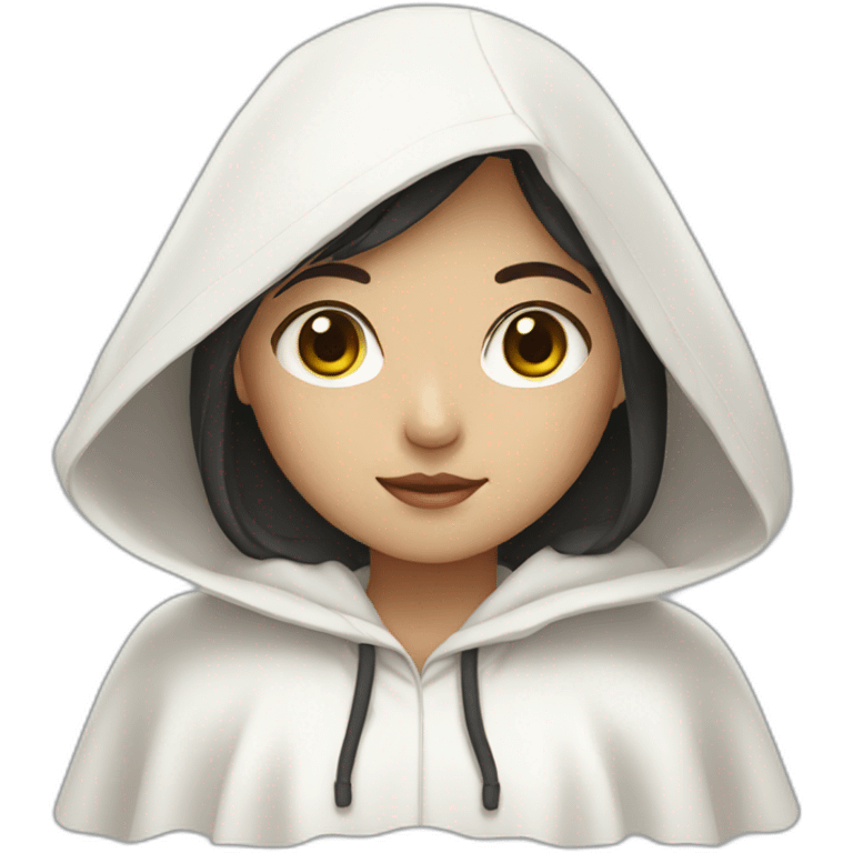 Korean girl with white cape and white hoodie  emoji