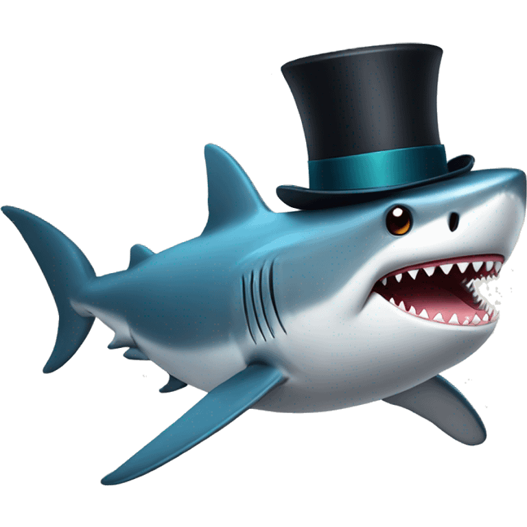 Shark with a top hat emoji