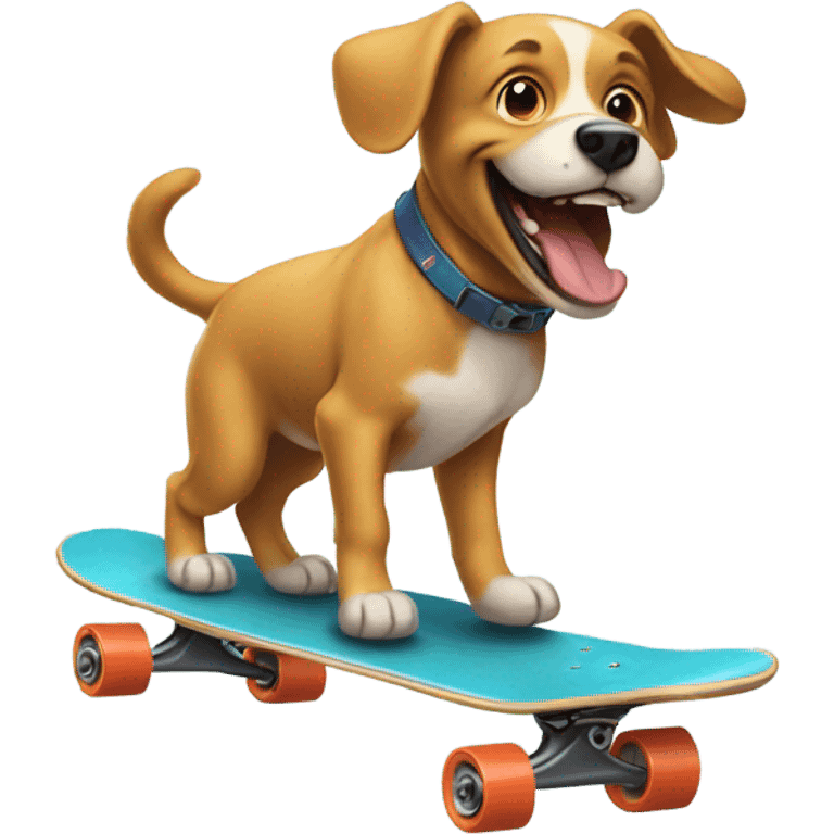 Happy dog riding skateboard emoji