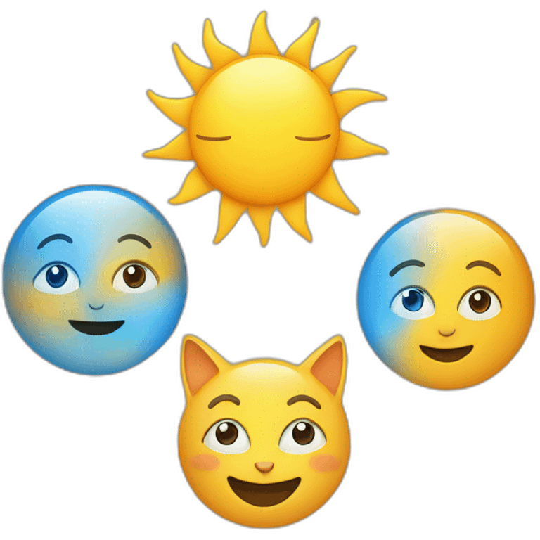 Sun, mother, father and cat emoji