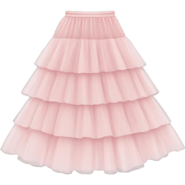 Long soft pink tiered tulle skirt, isolated emoji