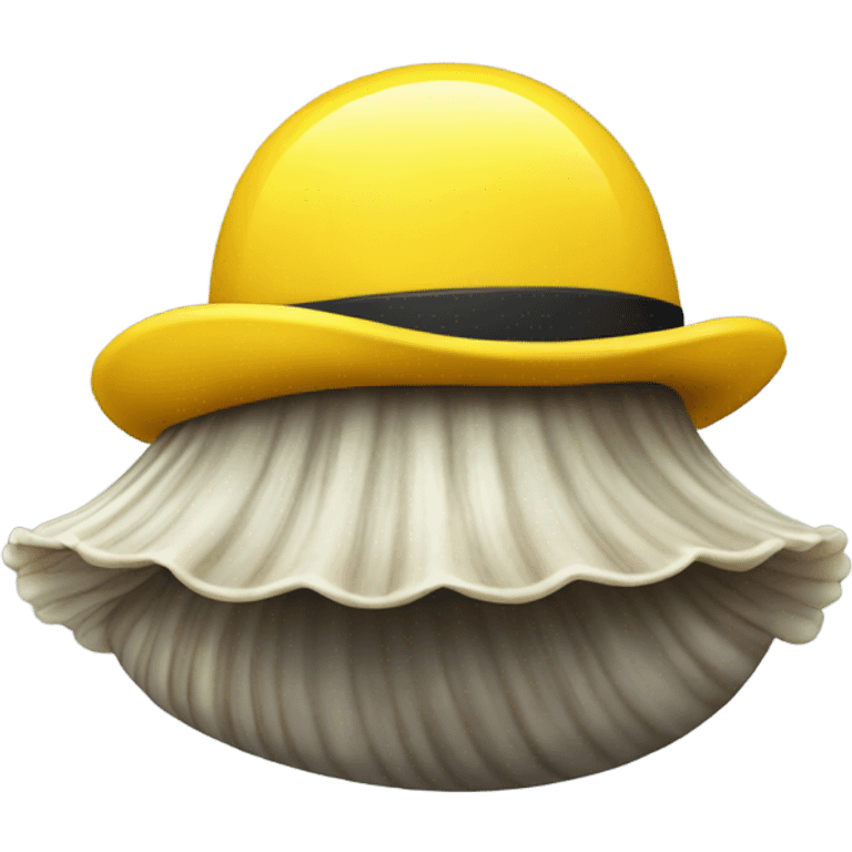 A clam wearing a yellow top hat emoji