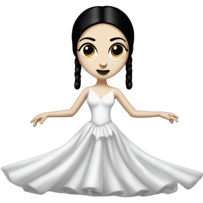 Tall realistic Young Morticia Addams Princess Leia in white ballet  emoji