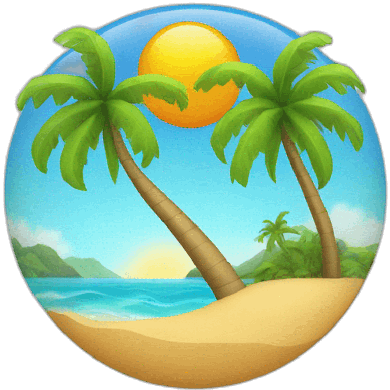 sun, ocean, island with palm tree emoji