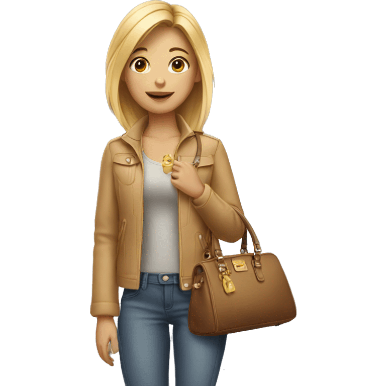 girl with purse in her hand pays emoji