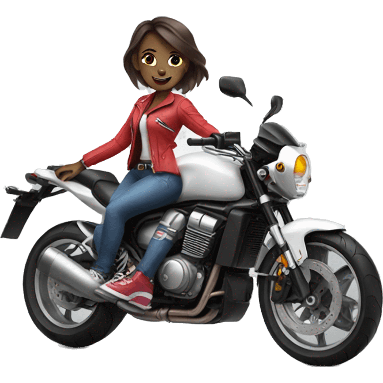 Girl on fantic motor bike emoji