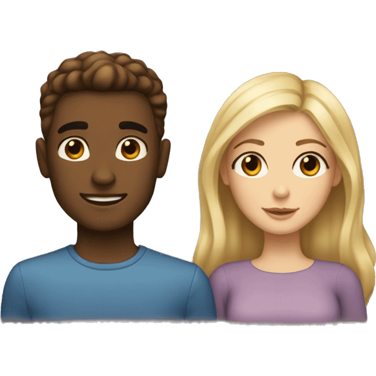 blonde girl with brown eyes and a guy with brown hair and brown eyes emoji