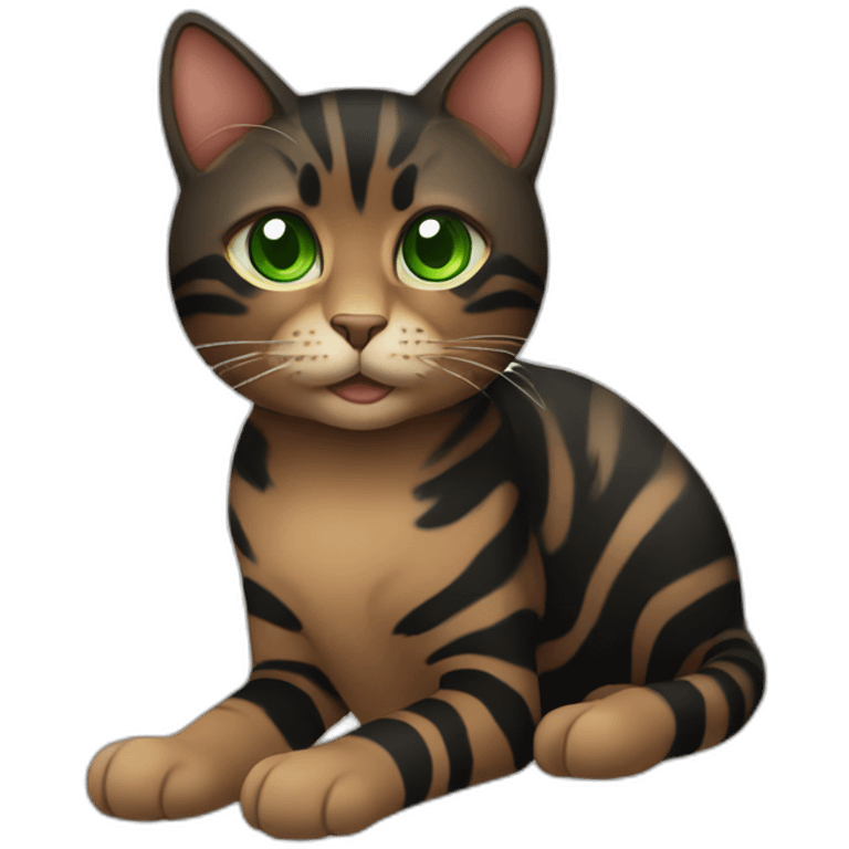 green eyes black and brown stripted cat emoji