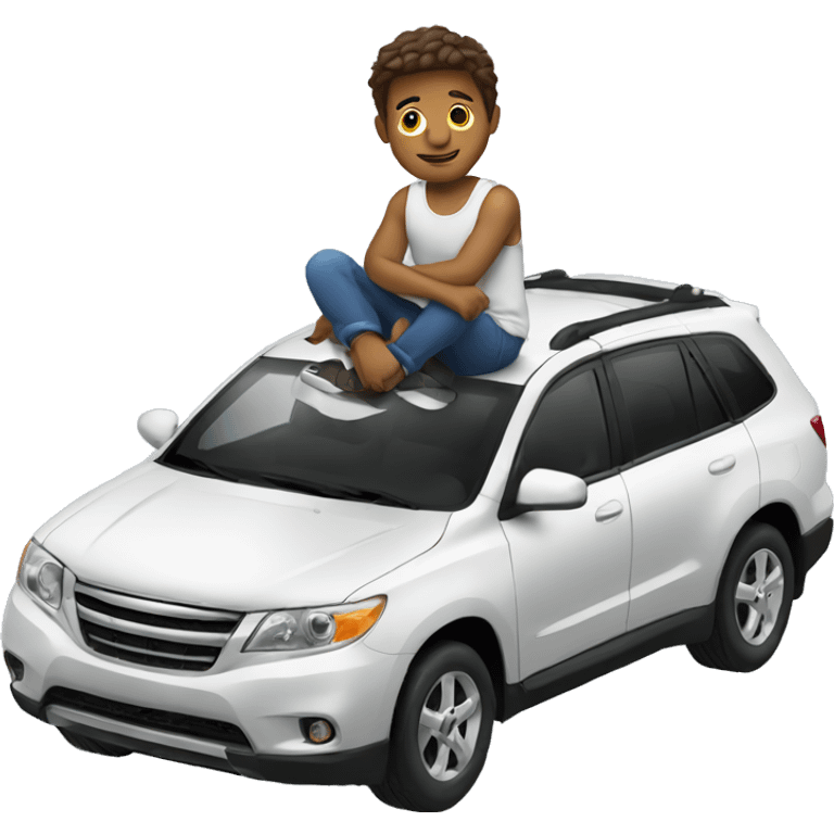 man sitting on top of car emoji