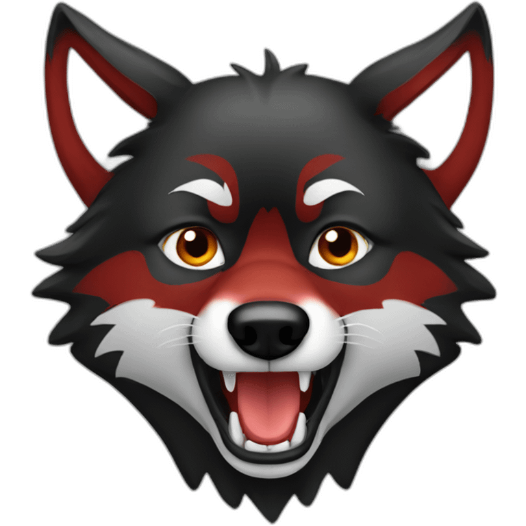 Red black wolf close mouth face  emoji