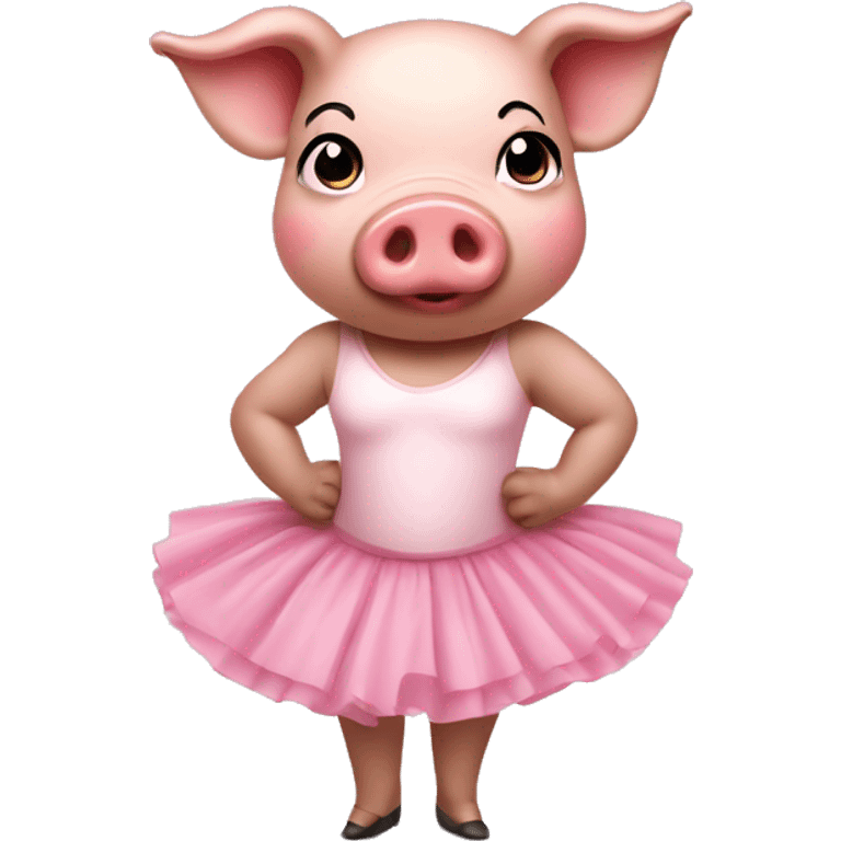 a pig with ballet skirt wearing lipstick emoji