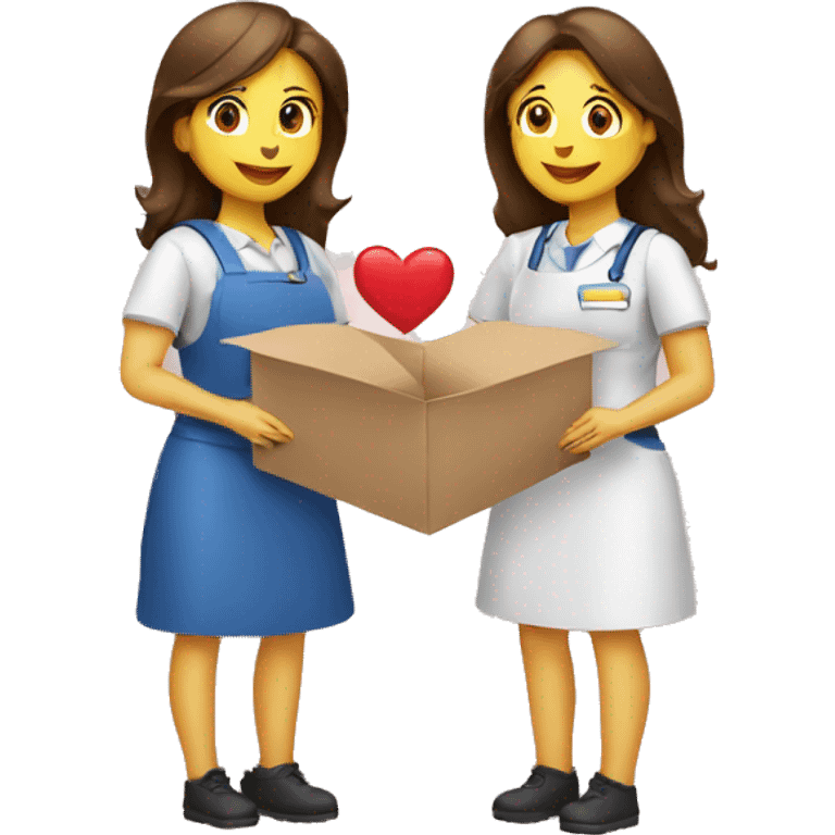 3 women team work heart volunteering emoji