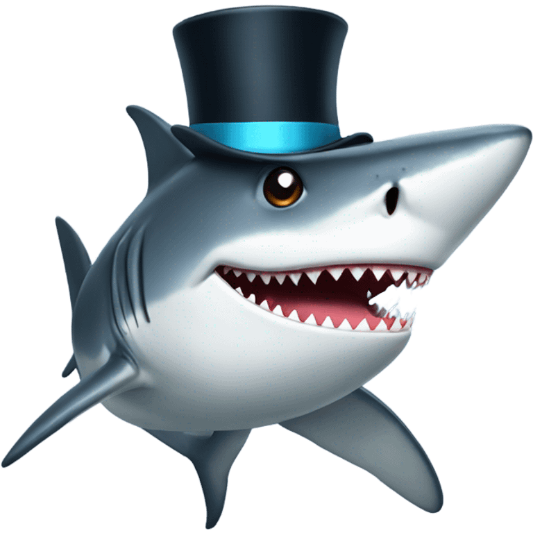 Shark with a top hat emoji