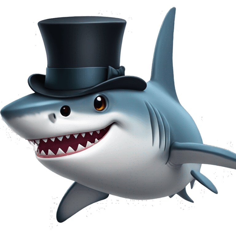 Shark with a top hat emoji