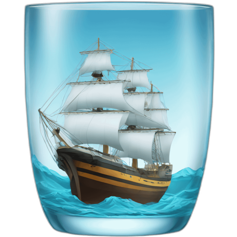 big ship on water glass emoji