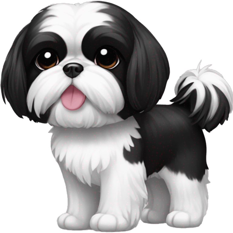 Black and white shih tzu with bow emoji