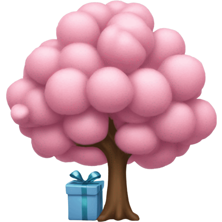 pink tree with white present emoji