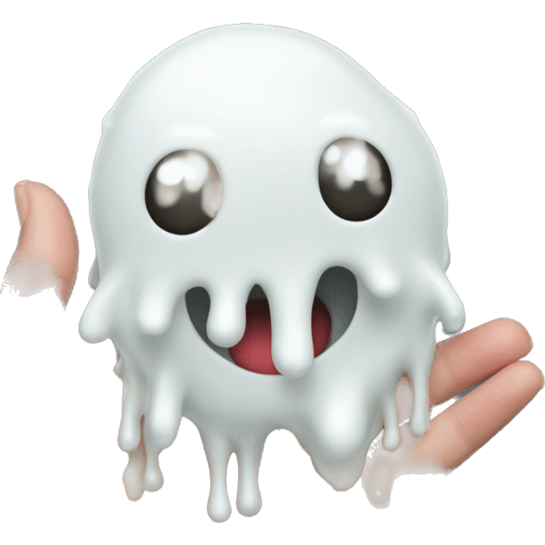 faceless gooey white slime on hand emoji