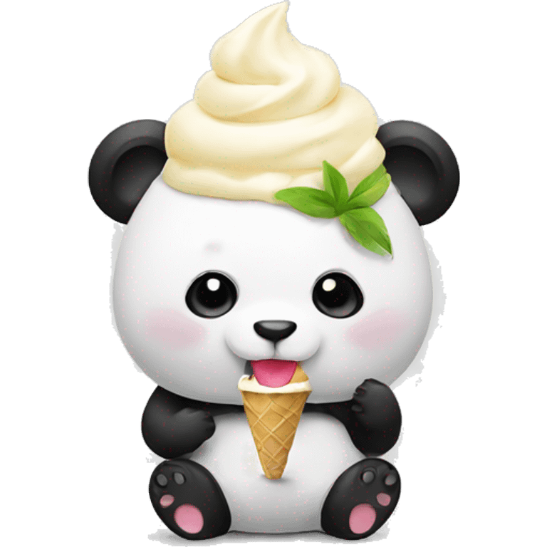 Panda eating ice cream emoji