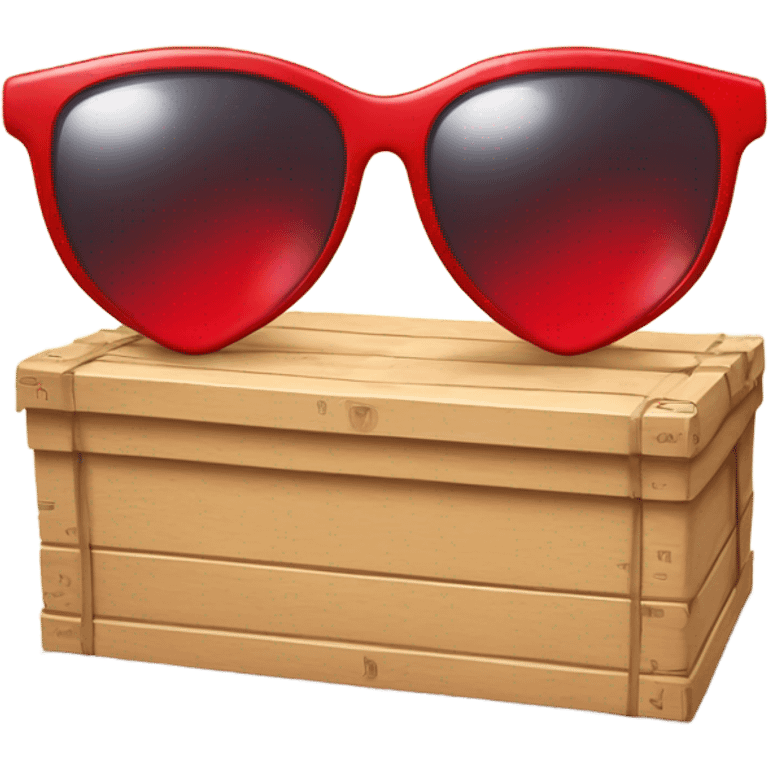 caja inteligente con lentes de sol dentro de un corazon rojo emoji