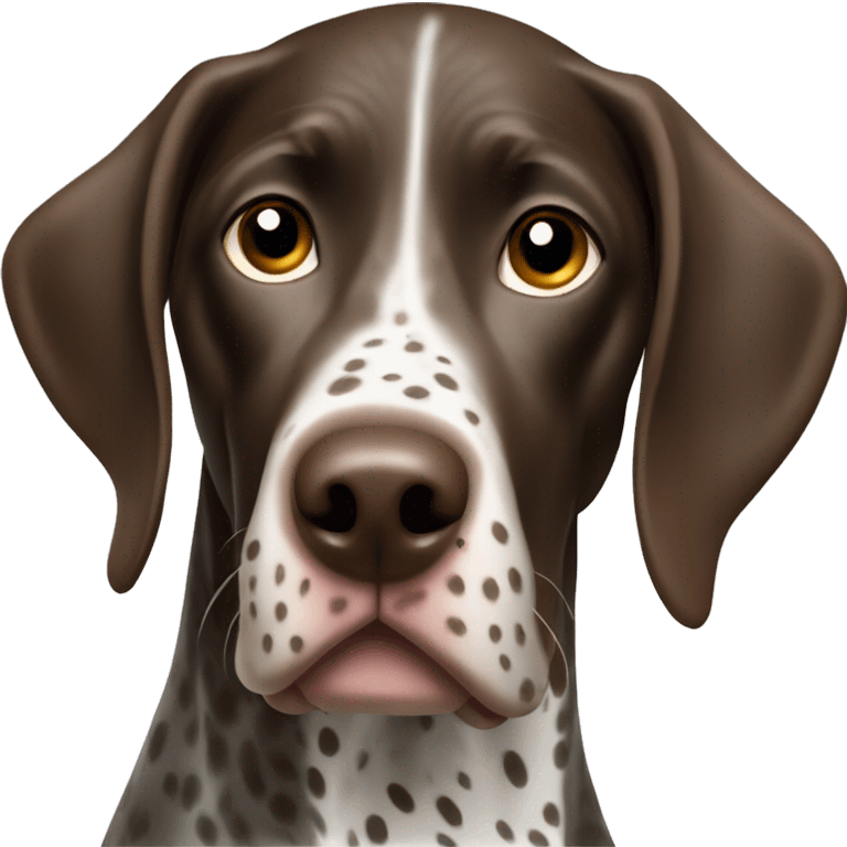 A German shorthaired pointer with a confused face emoji