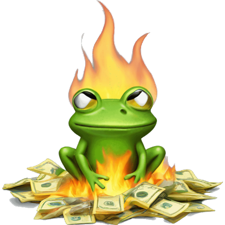 Frog burns money  emoji