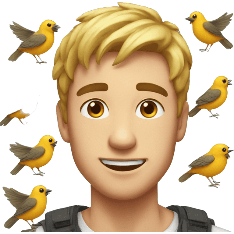 😭 face emoji with birds around him emoji