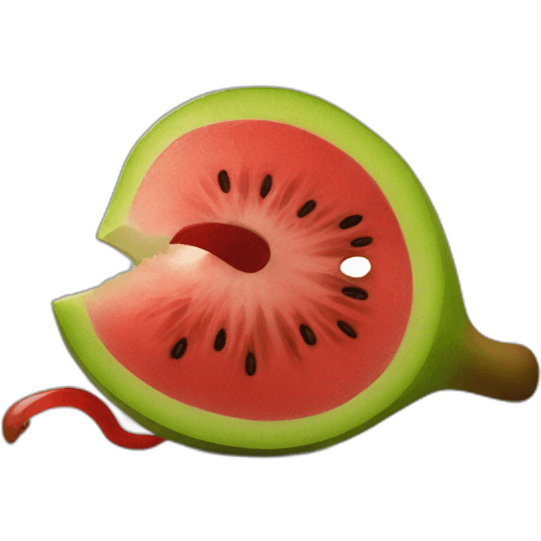 Eating a red kiwi fruit emoji