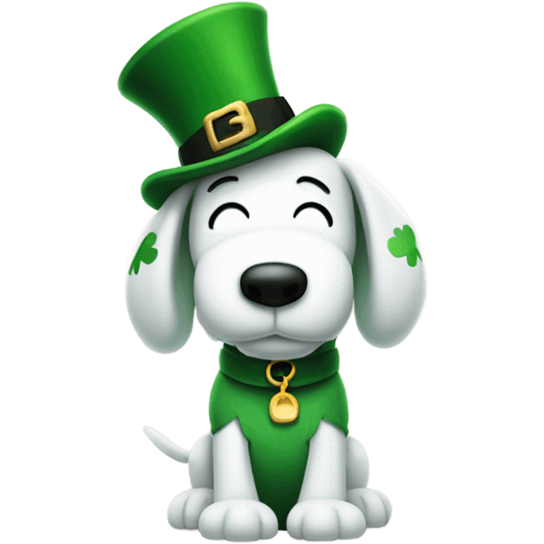 Snoopy with Irish leprechaun hat emoji