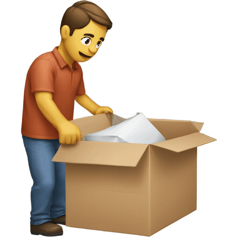 a man packing an item to a box emoji