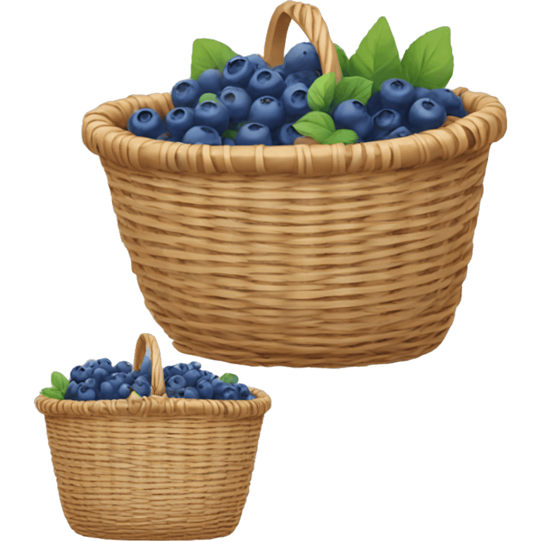 Wicker basket with little blueberries emoji