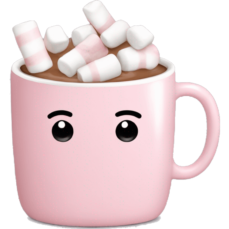 Light Pink mug of hot chocolate with marshmallows  emoji