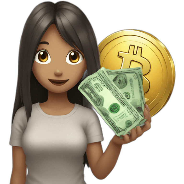 animegirl with bitcoin in hands emoji