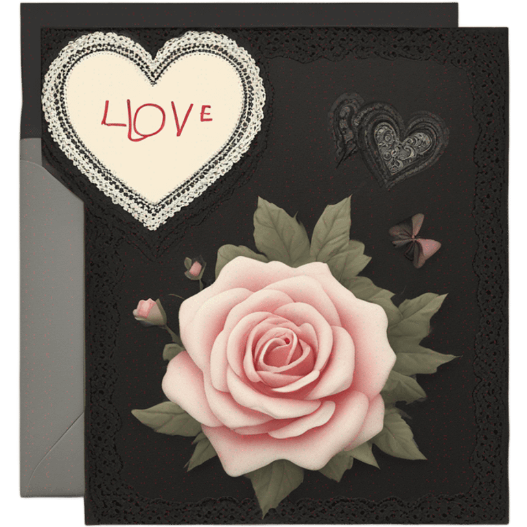 vintage valentine’s day card black emoji