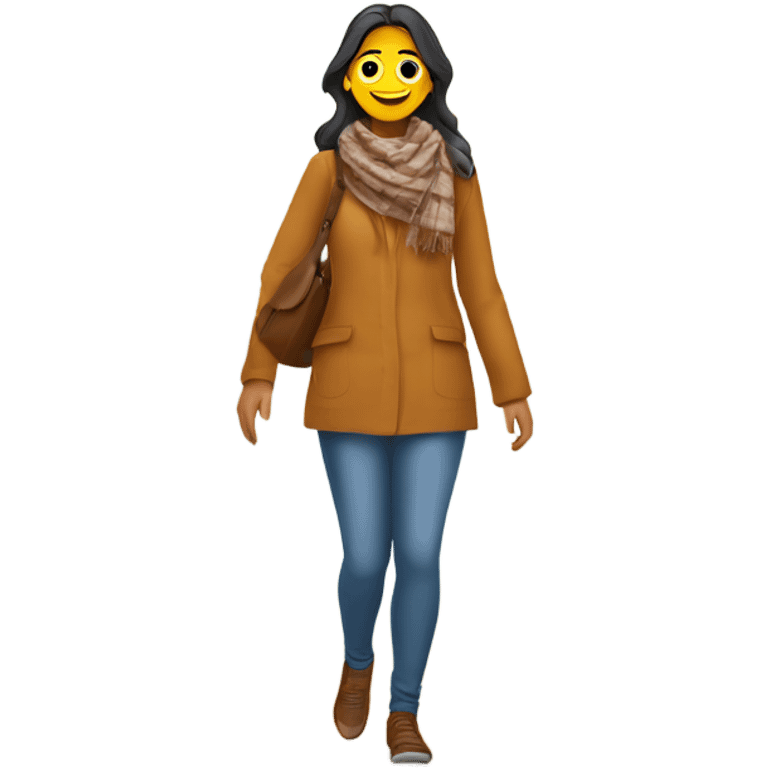 Indian woman walking in park on sunny day in winters emoji