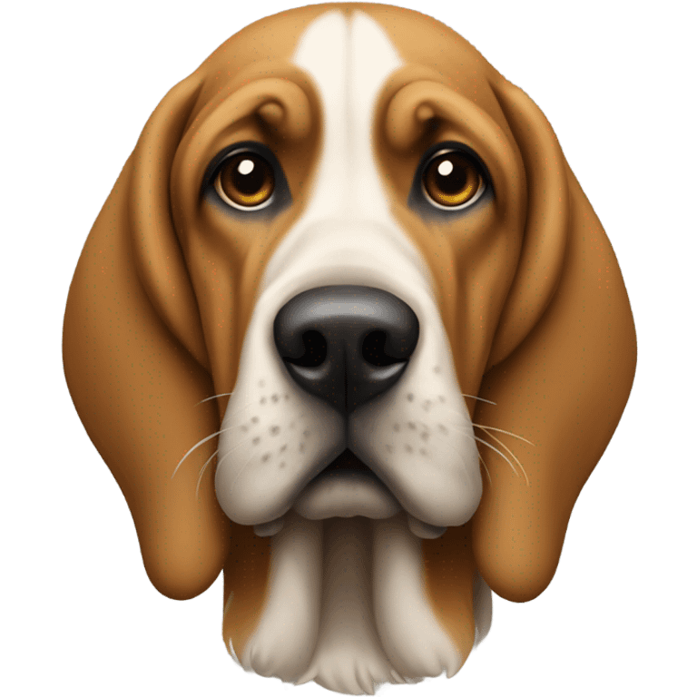 Bloodhound dog with a white flag in its mouth. emoji