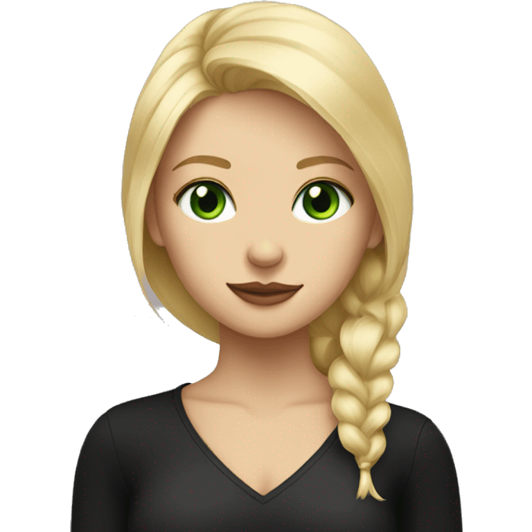 Blonde hair girl with black cat with green eyes emoji