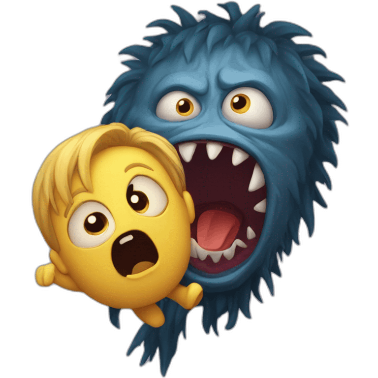 monster scaring a child and fainting emoji