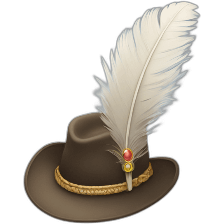 hat with feather emoji