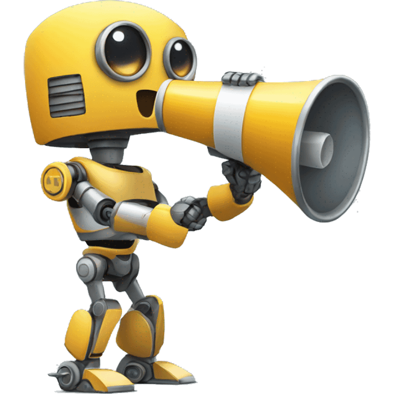 robot holding a megaphone emoji