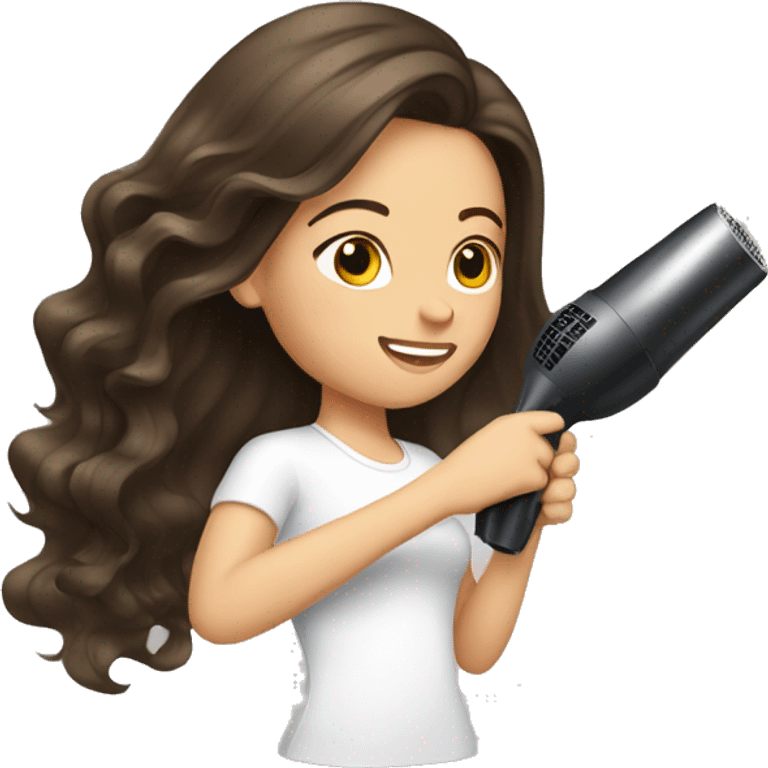 Brunette girl blow drying hair emoji