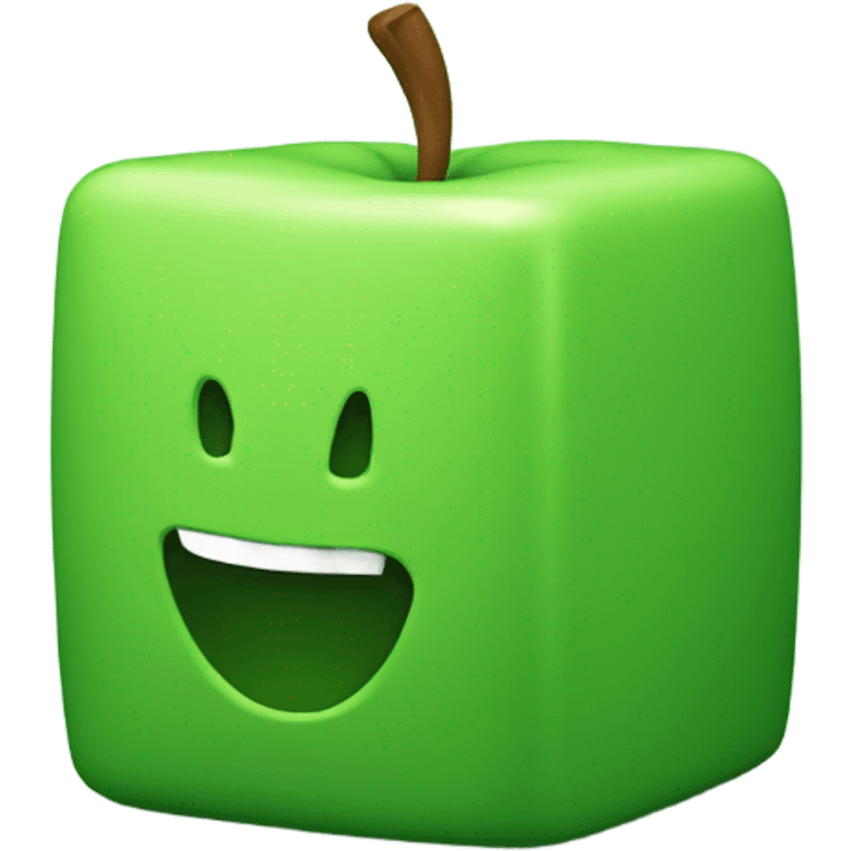 plain green Cube shaped Apple emoji